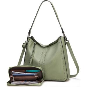 Montana West Hobo Bag for Women Crossbody Purse and Handbags Ladies Chic Shoulder Bags(Mint Green-2pcs Set)