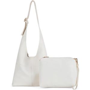 Montana West Hobo Bags Purse for Women Ultra Soft Foldable Shoulder Slouchy Handbags with Cosmetic bag(Classic-beige)