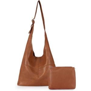 Montana West Hobo Bags Purse for Women Ultra Soft Foldable Shoulder Slouchy Handbags with Cosmetic bag(Classic-brown)