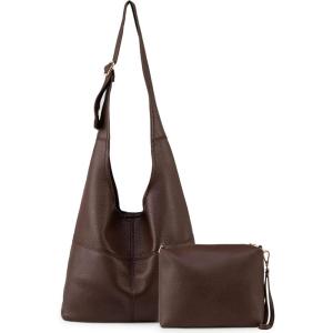 Montana West Hobo Bags Purse for Women Ultra Soft Foldable Shoulder Slouchy Handbags with Cosmetic bag(Classic-coffee)