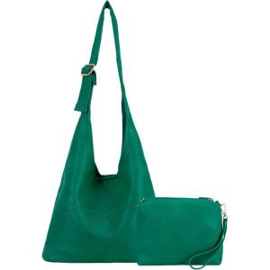 Montana West Hobo Bags Purse for Women Ultra Soft Foldable Shoulder Slouchy Handbags with Cosmetic bag(Classic-dark Green)