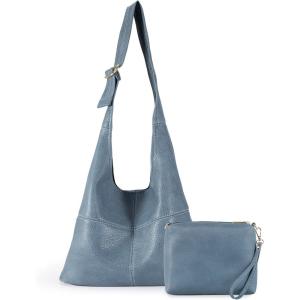 Montana West Hobo Bags Purse for Women Ultra Soft Foldable Shoulder Slouchy Handbags with Cosmetic bag(Classic-denim Blue)