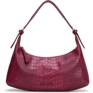 Montana West MEDIUM Shoulder Purses for Women Crescent Hobo Bags Trendy Purses(Crocodile Burgundy Red)