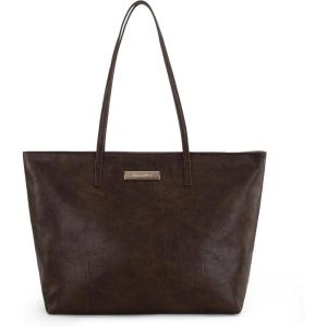 Montana West Medium Tote Bags for Women Shoulder Handbag with Zipper Lightweight Everyday Purse for Work, Travel, or Shopping(Downtown Brown)