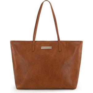 Montana West Medium Tote Bags for Women Shoulder Handbag with Zipper Lightweight Everyday Purse for Work, Travel, or Shopping(Ginger Brown)