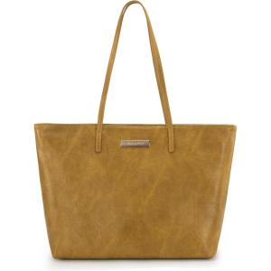 Montana West Medium Tote Bags for Women Shoulder Handbag with Zipper Lightweight Everyday Purse for Work, Travel, or Shopping(Honey Yellow Brown)