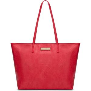 Montana West Medium Tote Bags for Women Shoulder Handbag with Zipper Lightweight Everyday Purse for Work, Travel, or Shopping(Red)