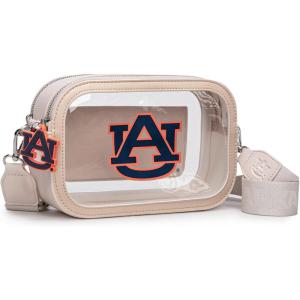 Montana West NCAA Clear Bag for Stadium Events Handbags for Sports Fans with Adjustable Nylon Strap,Card Pocket & Team Logo(Auburn Tigers-beige)