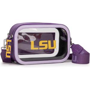 Montana West NCAA Clear Bag for Stadium Events Handbags for Sports Fans with Adjustable Nylon Strap,Card Pocket & Team Logo(Fighting Tigers-purple)
