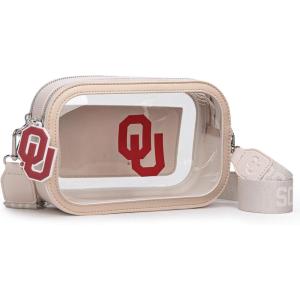 Montana West NCAA Clear Bag for Stadium Events Handbags for Sports Fans with Adjustable Nylon Strap,Card Pocket & Team Logo(Oklahoma Sooners-beige)