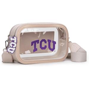 Montana West NCAA Clear Bag for Stadium Events Handbags for Sports Fans with Adjustable Nylon Strap,Card Pocket & Team Logo(Tcu-beige)