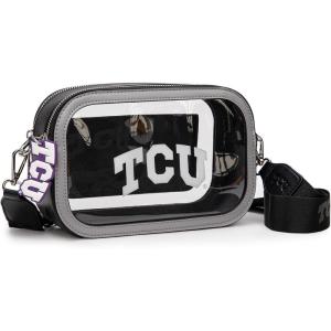 Montana West NCAA Clear Bag for Stadium Events Handbags for Sports Fans with Adjustable Nylon Strap,Card Pocket & Team Logo(Tcu-black)