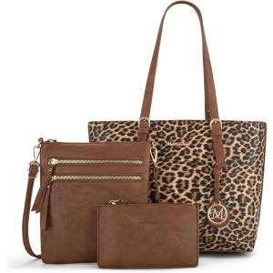 Montana West Purses for Women Tote Bag 3Pcs Set Leopard Print Satchel Handbags(055 Brown)