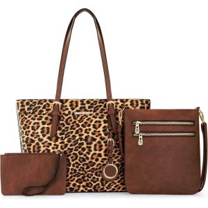 Montana West Purses for Women Tote Bag 3Pcs Set Leopard Print Satchel Handbags(055 Leopard)