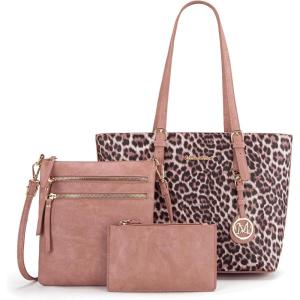 Montana West Purses for Women Tote Bag 3Pcs Set Leopard Print Satchel Handbags(055 Pink)