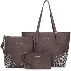 Montana West Purses for Women Tote Bag 3Pcs Set Leopard Print Satchel Handbags(058 Coffee)