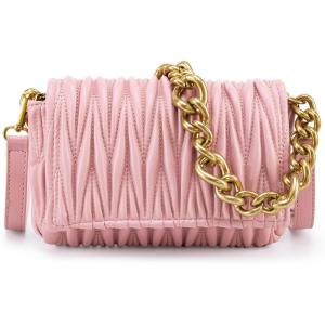 Montana West Quilted Small Shoulder Bag for Women Y2K Trendy Cute Clutch Underarm Purse with 2 Removable Straps(Baby Pink)