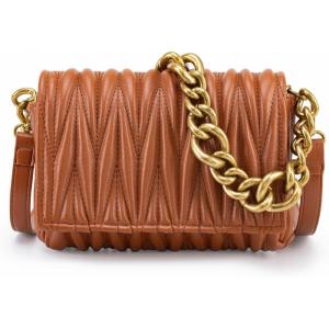 Montana West Quilted Small Shoulder Bag for Women Y2K Trendy Cute Clutch Underarm Purse with 2 Removable Straps(Cinnamon Brown)