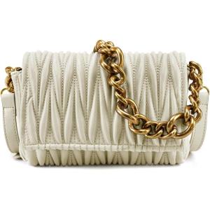 Montana West Quilted Small Shoulder Bag for Women Y2K Trendy Cute Clutch Underarm Purse with 2 Removable Straps(Cream)