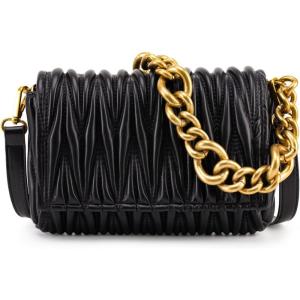 Montana West Quilted Small Shoulder Bag for Women Y2K Trendy Cute Clutch Underarm Purse with 2 Removable Straps(Midnight Black)