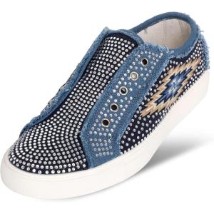 Montana West Slip-on Shoes for Women Casual Sneakers Fashion Western Bling Walking Shoes Women’s Low-Top Canvas Loafers 900-S018NY-8
