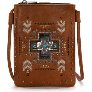 Montana West Small Crossbody Bags for Women Western Cell Phone Purse(Spiritual Brown)
