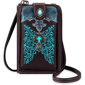 Montana West Small Crossbody Bags for Women Western Handbag with Cash Slots(Alex Vines Coffee)