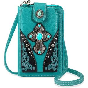 Montana West Small Crossbody Bags for Women Western Handbag with Cash Slots(Cross Turquoise)