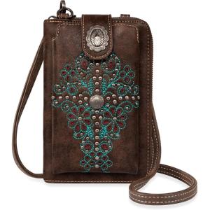 Montana West Small Crossbody Bags for Women Western Handbag with Cash Slots(Cutout Coffee)