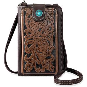 Montana West Small Crossbody Bags for Women Western Handbag with Cash Slots(Embossing Coffee)