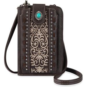 Montana West Small Crossbody Bags for Women Western Handbag with Cash Slots(Embroidered Coffee 109)