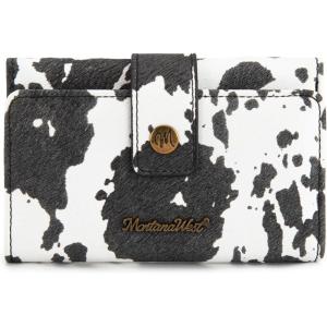 Montana West Small Women’s Wallet Black Cow Print Card Wallets for Women Trifold Travel Wallet Ladies Female Wallets RFID Blocking Western Card Cash Wallett with ID Window(Cow Print-Black)