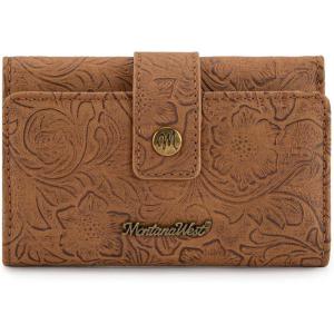 Montana West Small Women’s Wallet Black Cow Print Card Wallets for Women Trifold Travel Wallet Ladies Female Wallets RFID Blocking Western Card Cash Wallett with ID Window(Brown)