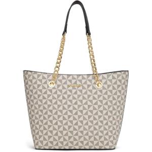 Montana West Tote Bag for Women Chain Top-handle Handbags(Beige Monogram)