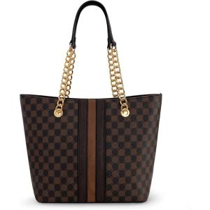 Montana West Tote Bag for Women Chain Top-handle Handbags(Coffee/Brown)