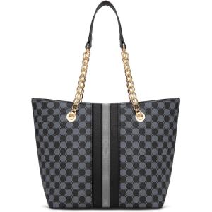 Montana West Tote Bag for Women Chain Top-handle Handbags(Grey/Black)