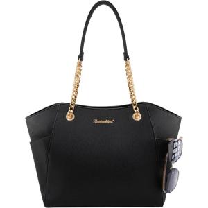 Montana West Tote Bag for Women Chain Top-handle Handbags(M Black)