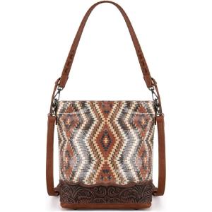 Montana West Western Aztec Tote Bag for Women Country Cowgirl Top Handle Shoulder Bag(Sequined Aztec-brown)