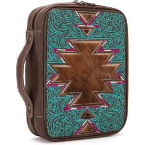 Montana West Western Style Embroidered Bible Covers for Women Men Book Carrying Case Church Bag Outdoor Bible Protective DC063BR(Coffee Aztec)