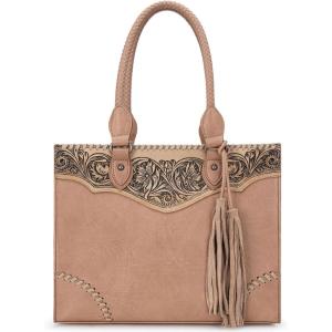 Montana West Western Tooling Handbags Vintage Prints and Whipstitch Craftsmanship(Tassels Tan)
