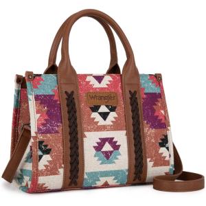 Montana West Wrangler Boho Tote Bag Aztec Top Handle Handbags and Purses(Flat-coffe)