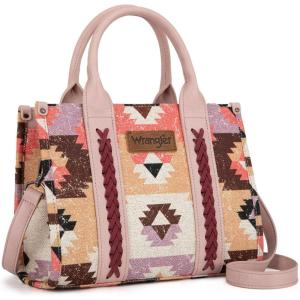 Montana West Wrangler Boho Tote Bag Aztec Top Handle Handbags and Purses(Flat-pink)