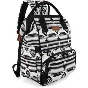 Montana West Wrangler Callie Diaper Bag Backpack with Stroller Straps Multifunction Baby Travel Bag WG2204-9110BK(Black)