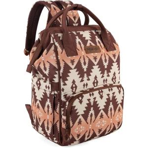 Montana West Wrangler Callie Diaper Bag Backpack with Stroller Straps Multifunction Baby Travel Bag WG2204-9110BK(Brown)
