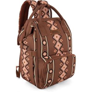 Montana West Wrangler Callie Diaper Bag Backpack with Stroller Straps Multifunction Baby Travel Bag WG2204-9110BK(Camel)