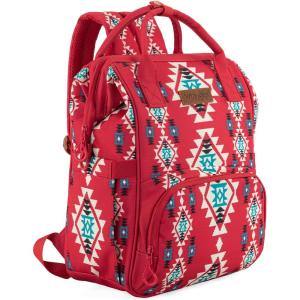 Montana West Wrangler Callie Diaper Bag Backpack with Stroller Straps Multifunction Baby Travel Bag WG2204-9110BK(Cherry)