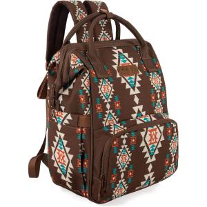Montana West Wrangler Callie Diaper Bag Backpack with Stroller Straps Multifunction Baby Travel Bag WG2204-9110BK(Coffee)
