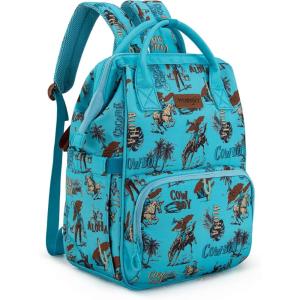 Montana West Wrangler Callie Diaper Bag Backpack with Stroller Straps Multifunction Baby Travel Bag WG2204-9110BK(Tt-turquoise)