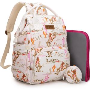 Montana West Wrangler Diaper Bag Backpack Aztec Travel Backpack Purses Western Multi-Function Baby Bags for Mom with Waterproof Insulated Pockets(3pcs Light Pink)