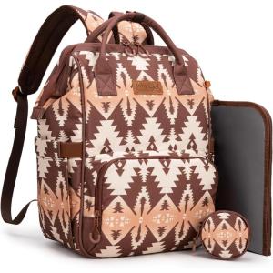 Montana West Wrangler Diaper Bag Backpack Aztec Travel Backpack Purses Western Multi-Function Baby Bags for Mom with Waterproof Insulated Pockets(Brown)